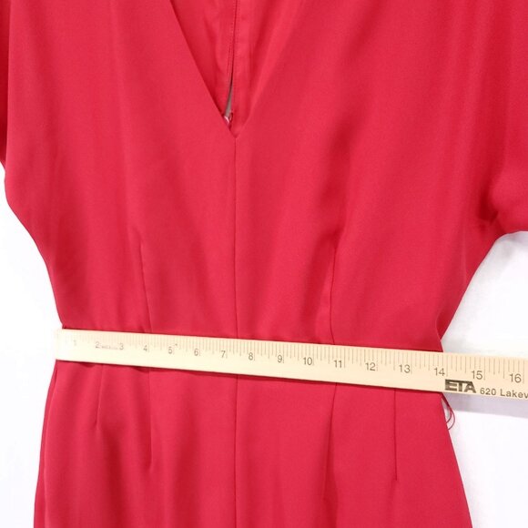 Boden Romilly Jumpsuit Size 4R Belted With Pockets Wide Cropped Leg Red V-Neck - Picture 7 of 14